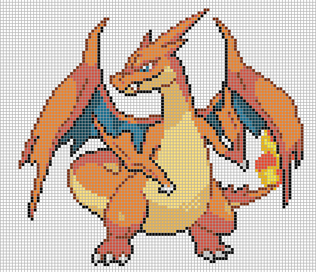 Charizard y pixel art