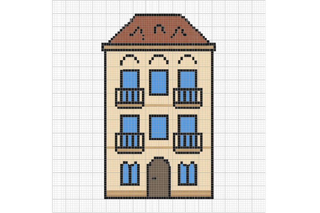 pixel art immeuble ancien