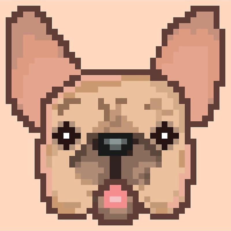 Pixel art facile bulldog
