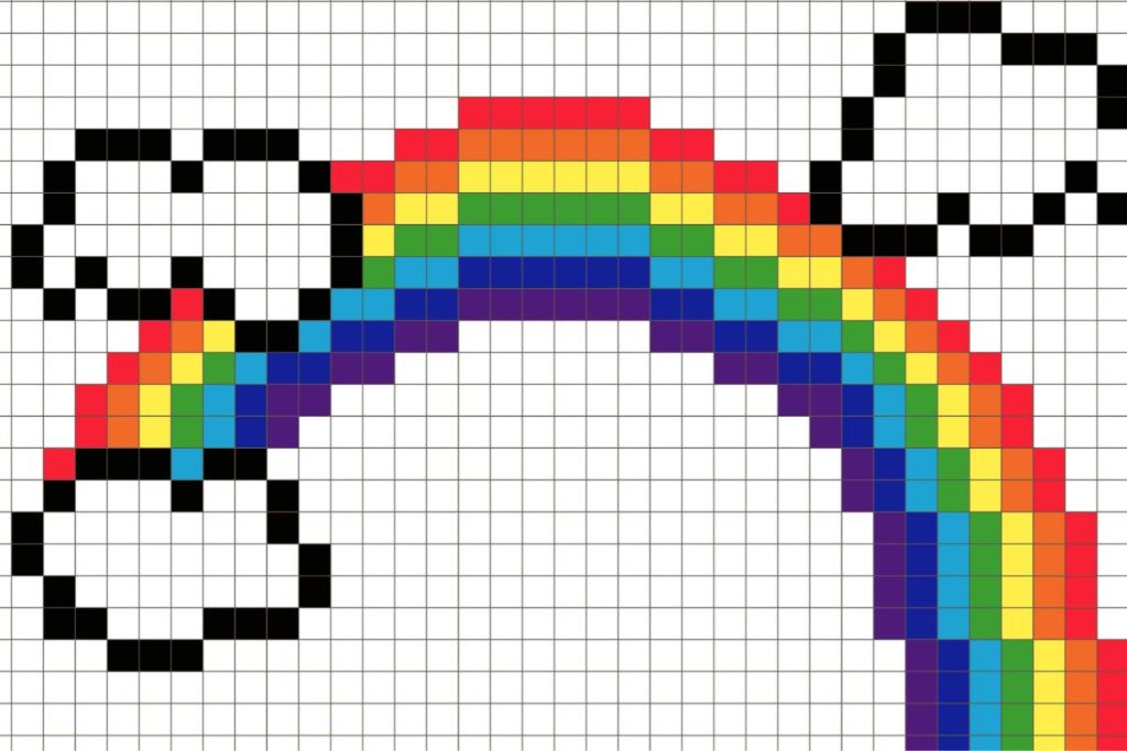 pixel art facile arc en ciel