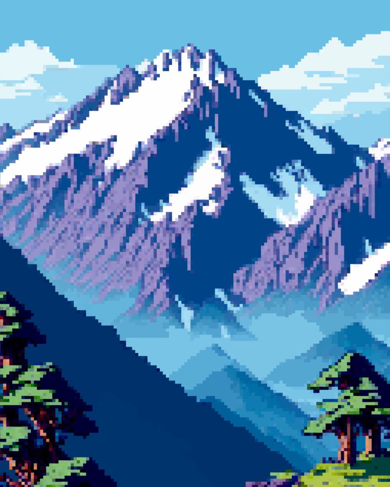 pixel art facile montagne