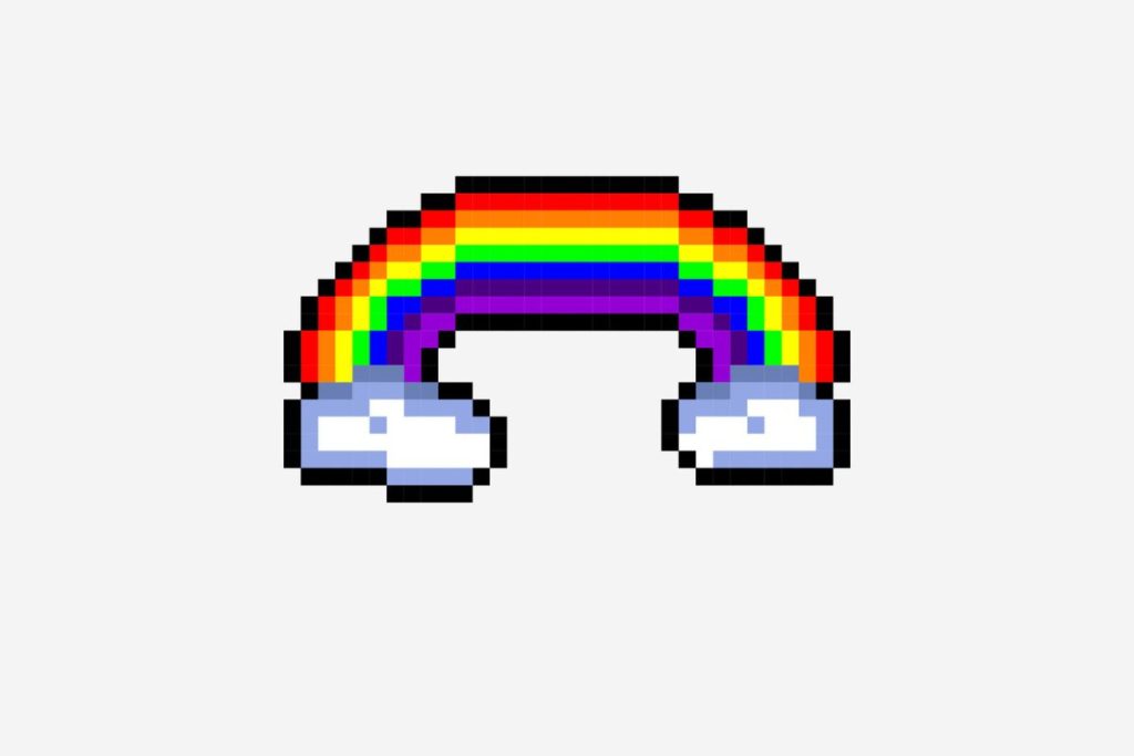 pixel art facile arc en ciel
