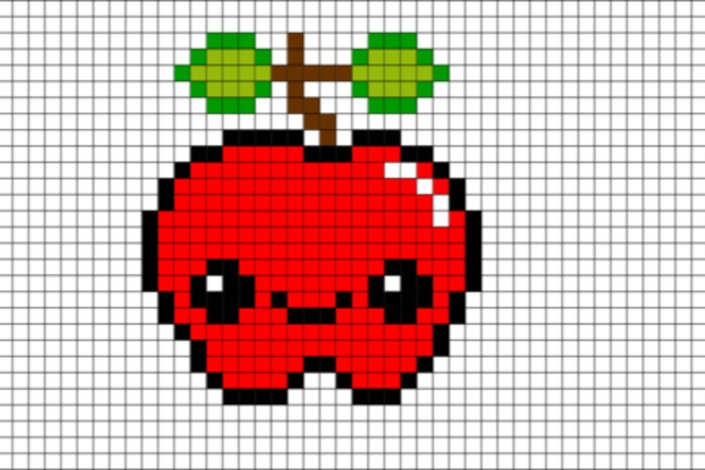 pixel art facile pomme kawai