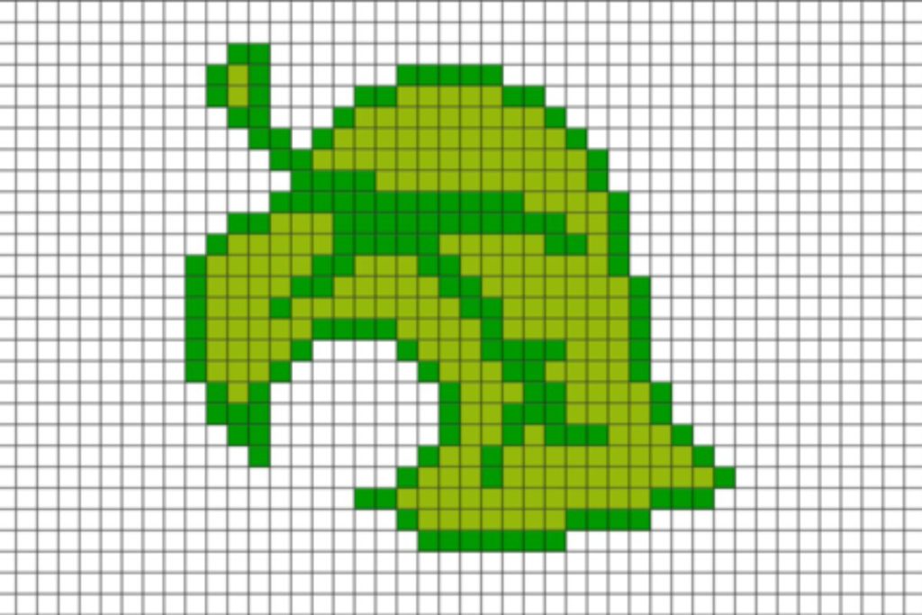 Pixel art facile feuille