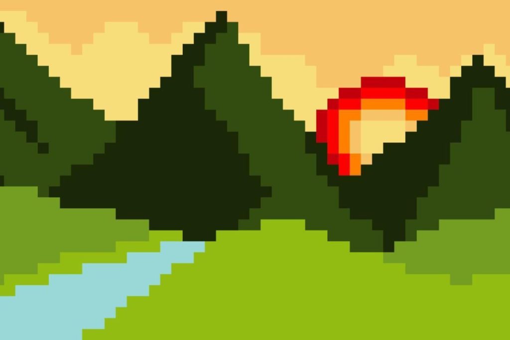 pixel art facile montagne