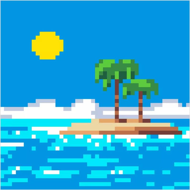 pixel art facile mer palmiers