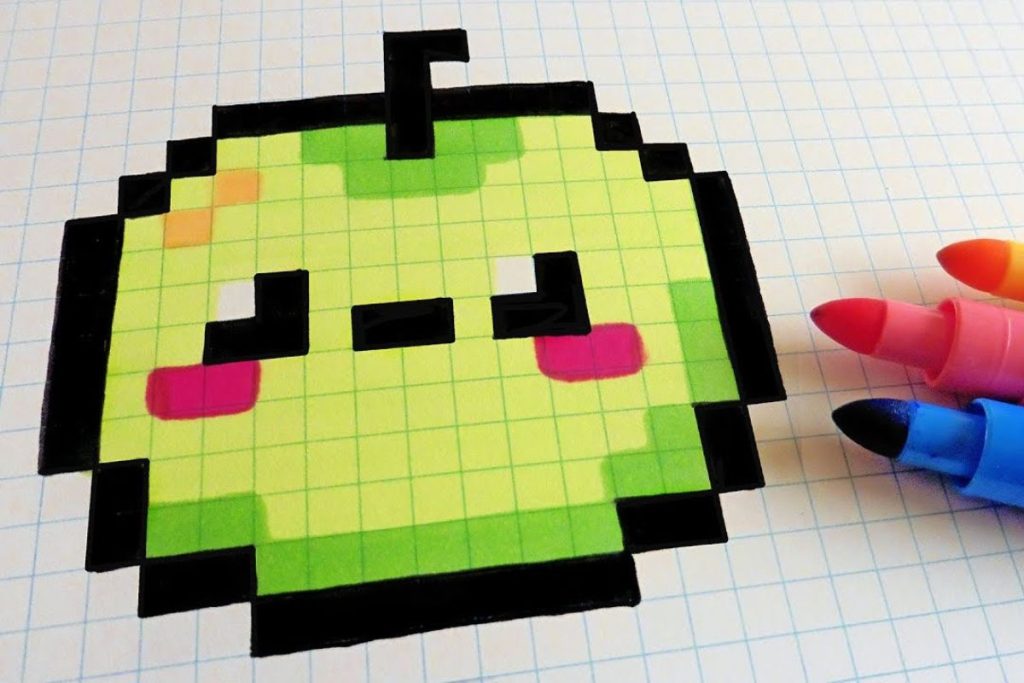 pixel art facile pomme kawai