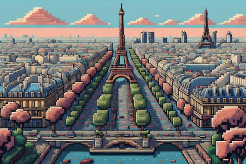 pixel art facile paris tour Eiffel