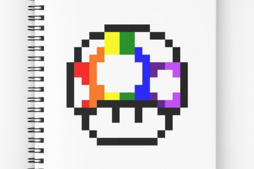 pixel art facile toad mario arc en ciel