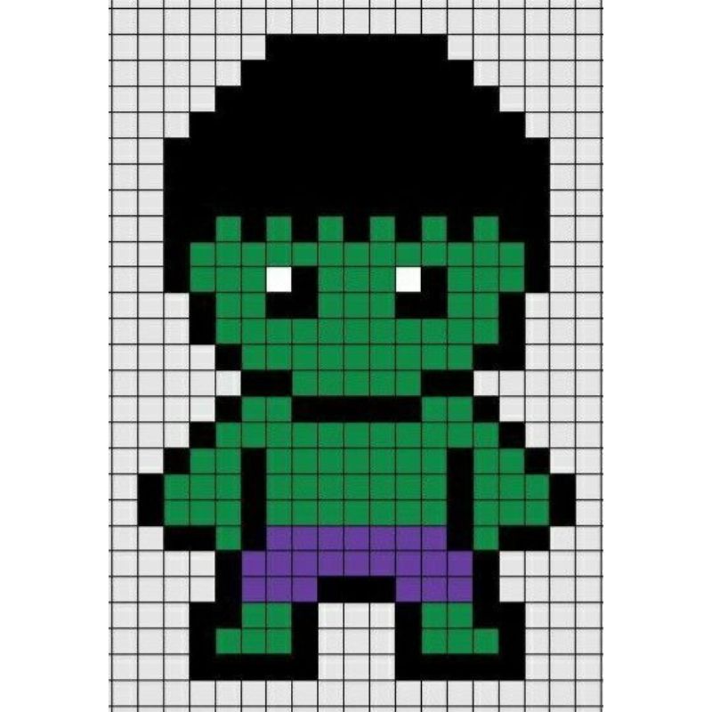 pixel art facile hulk
