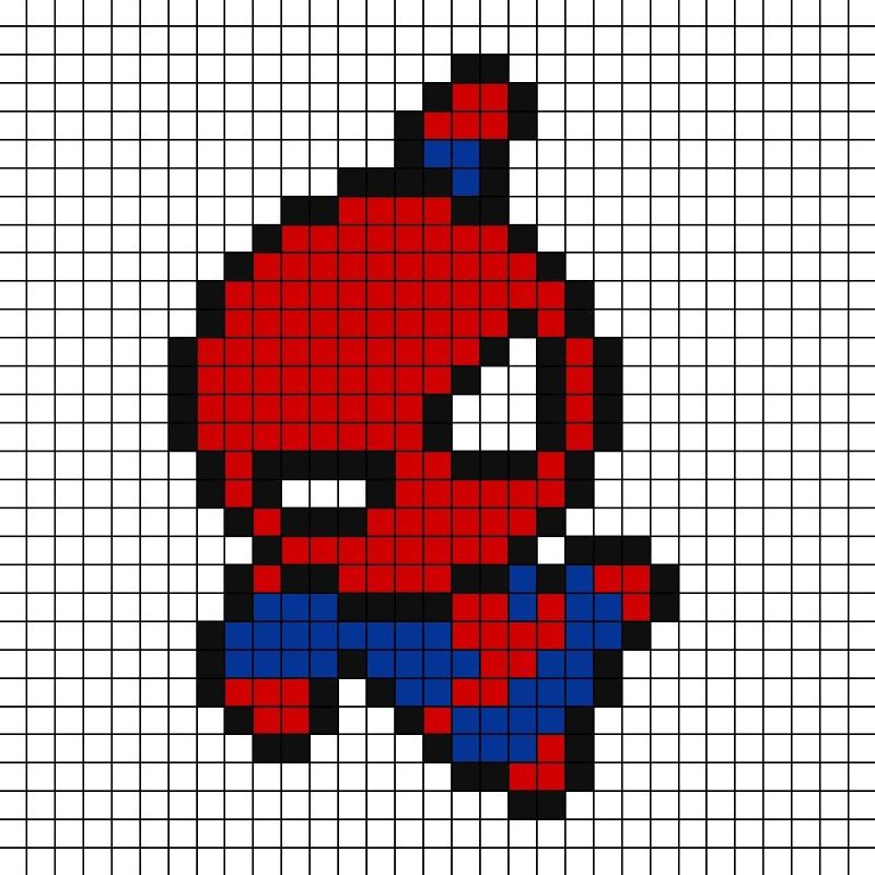 pixel art facile spider man en action