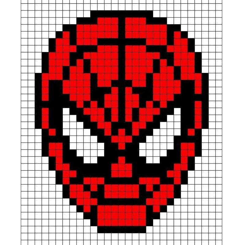 pixel art facile spider man masque