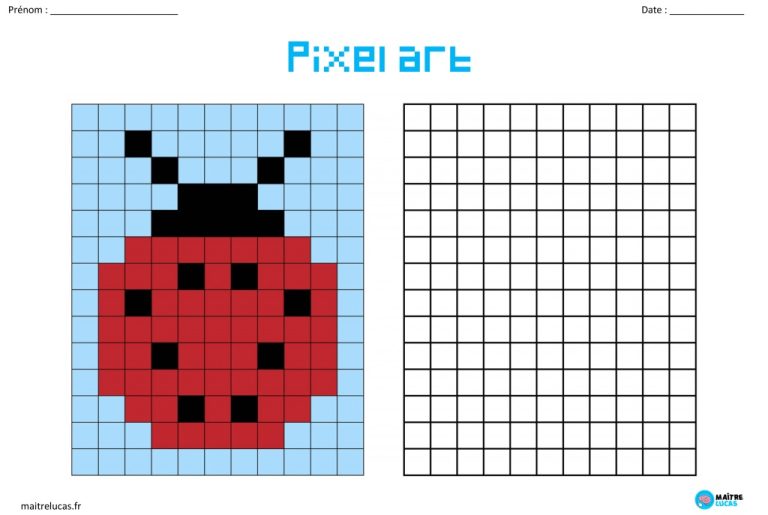 Pixel art à imprimer pdf | Modèle Coloriage Facile | Dessin à Imprimer