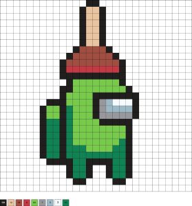 Pixel Art Among Us | Modèle Coloriage Facile | Dessin à Imprimer