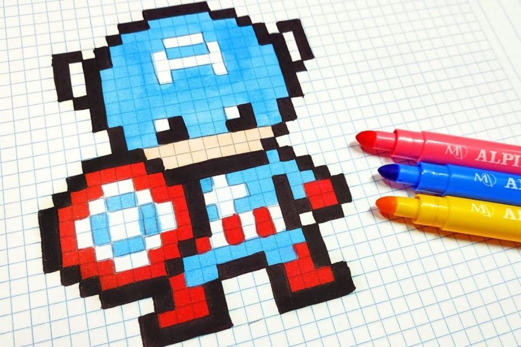 pixel art facile captain america