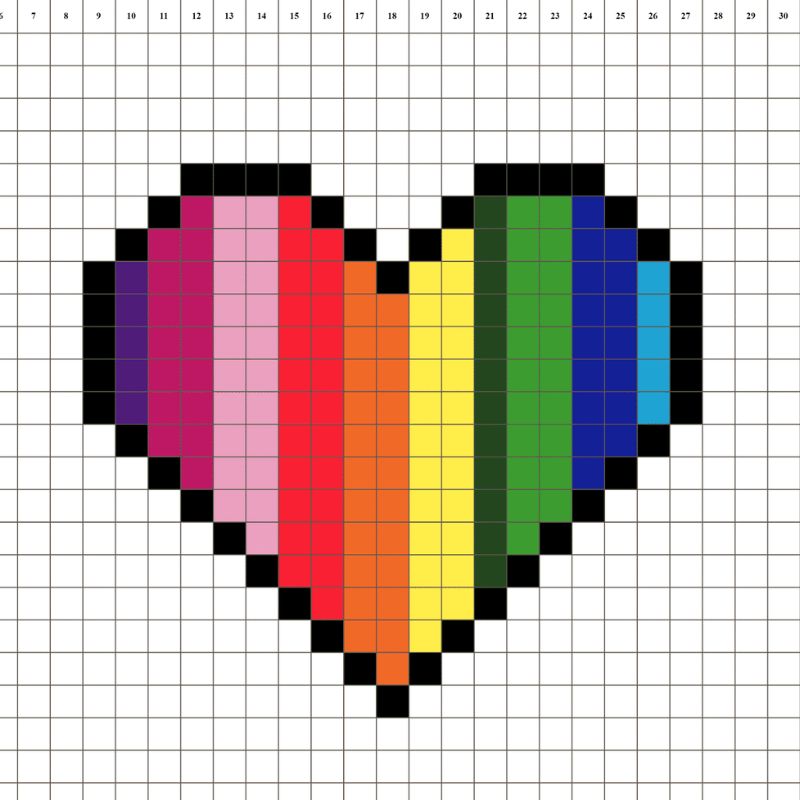 Pixel Art Coeur Love Mod le Coloriage Facile Dessin Imprimer