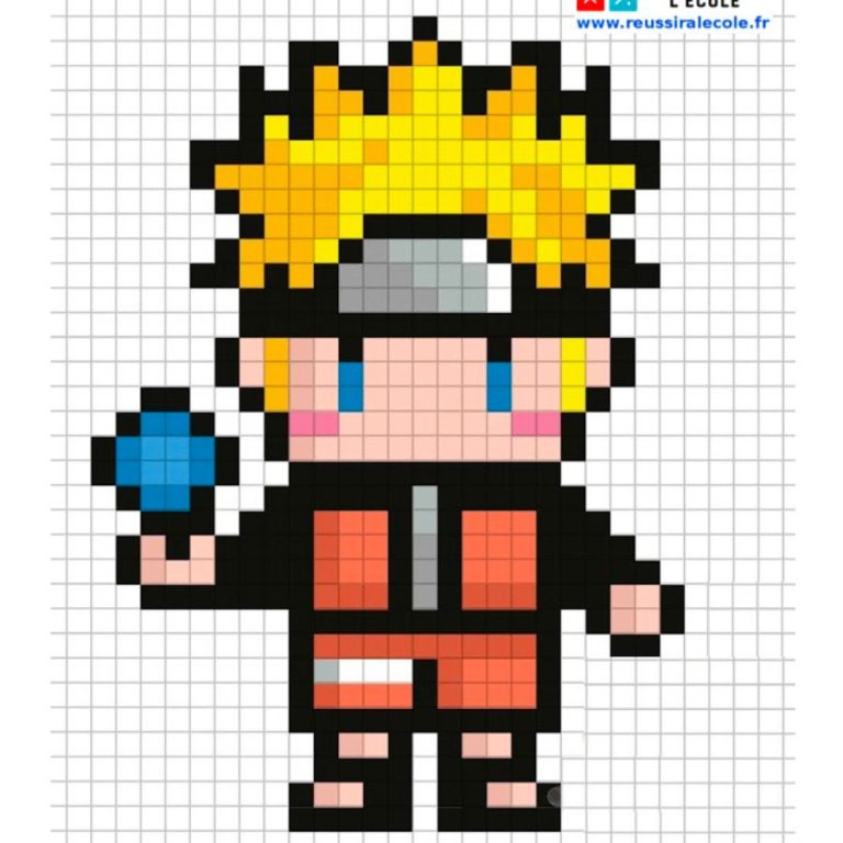 pixel art naruto kyubi | Modèle Coloriage Facile | Dessin à Imprimer
