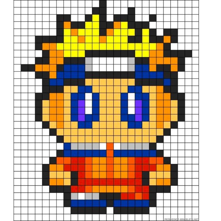 pixel art naruto kyubi | Modèle Coloriage Facile | Dessin à Imprimer