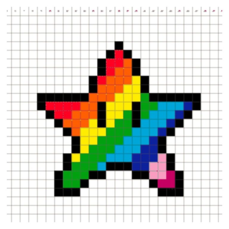 Pixel art Etoile multicolore