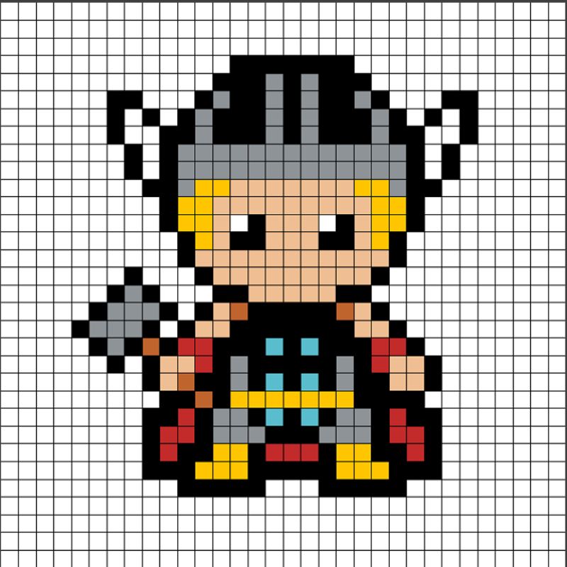 pixel art facile thor