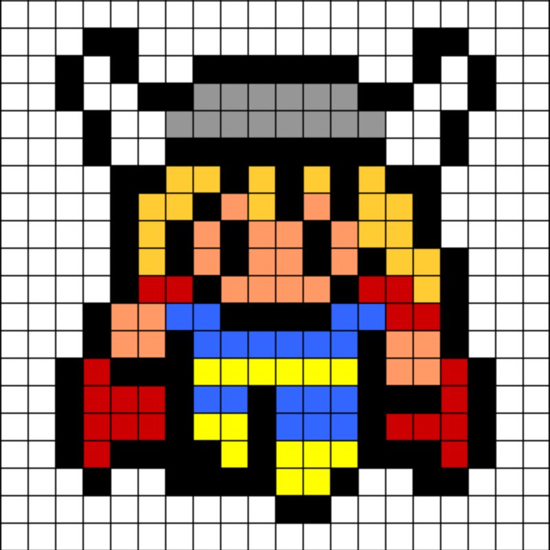 pixel art facile thor
