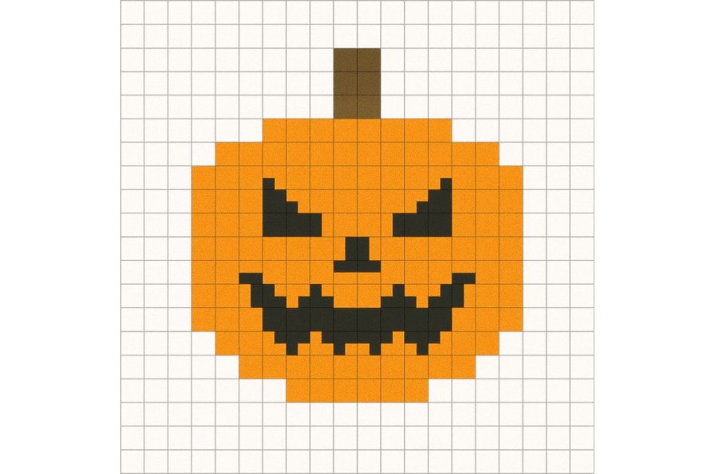 pixel art citrouille halloween qui fait peur