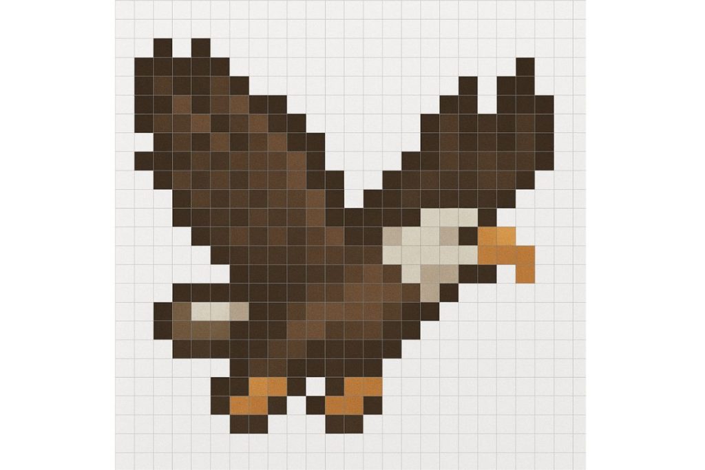 pixel art difficile aigle en plein vol