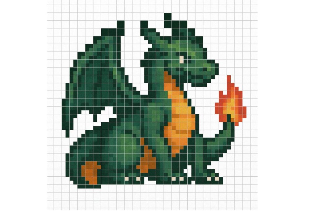 pixel art difficile dragon