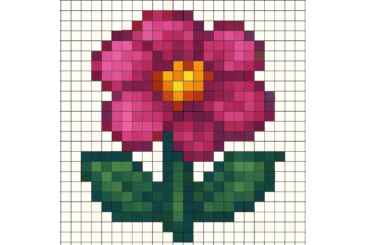 pixel art difficile fleur