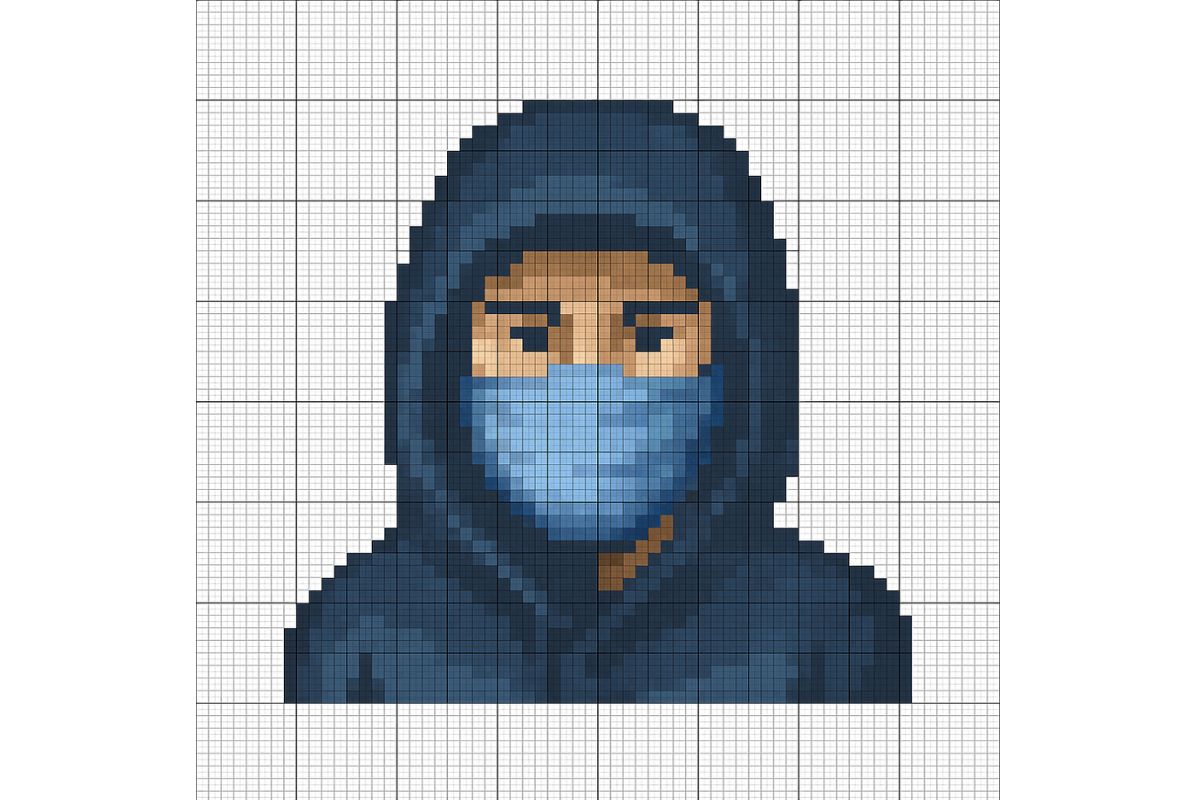 pixel art difficile personne masquée