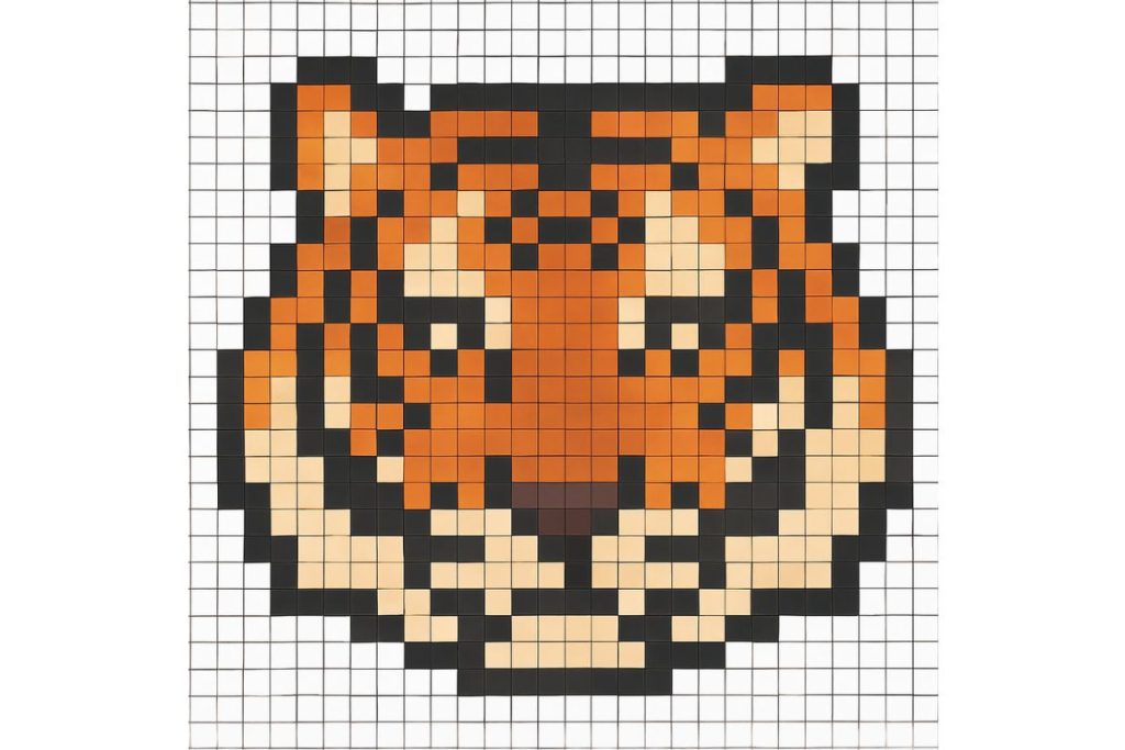 pixel art difficile tigre