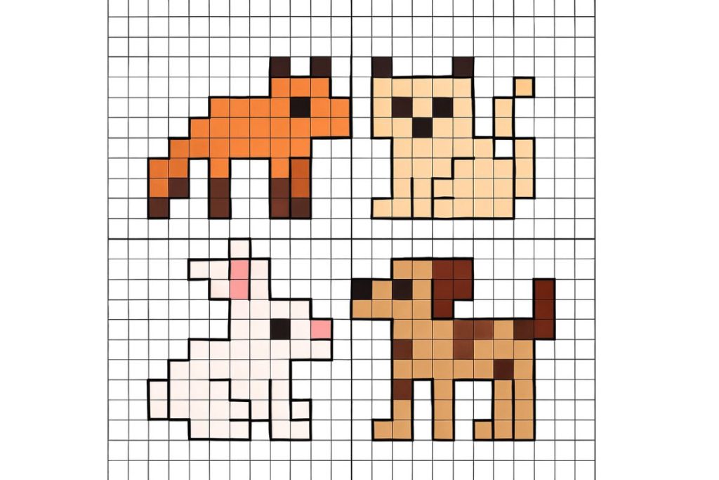 pixel art facile animaux