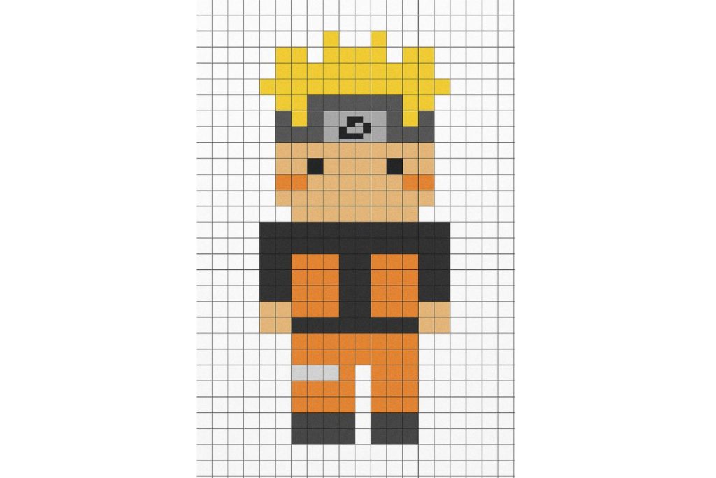 pixel art facile naruto
