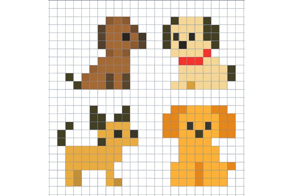 pixel art facile chiens