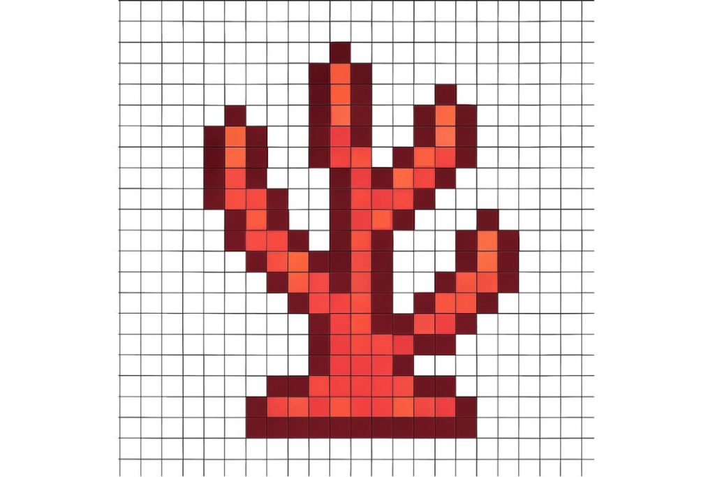 pixel art facile corail