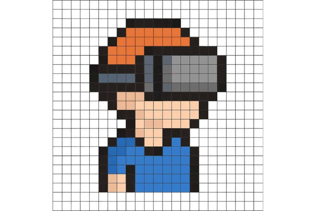 pixel art facile enfant avec casque vr