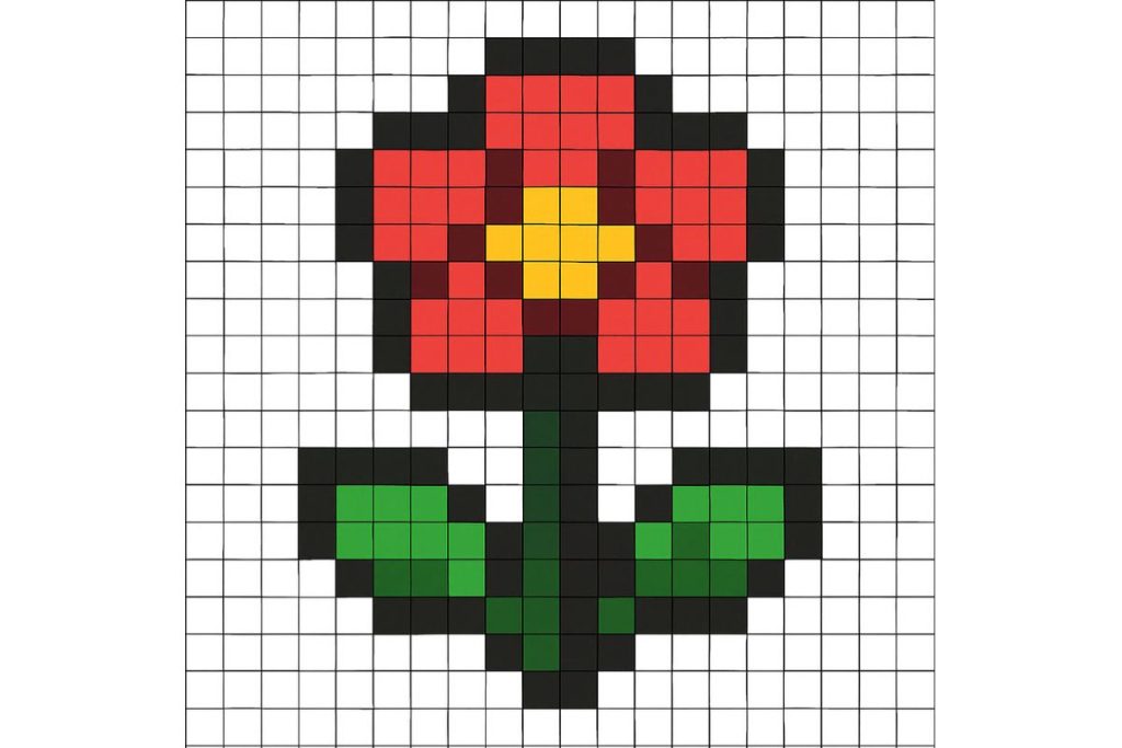 pixel art facile fleur