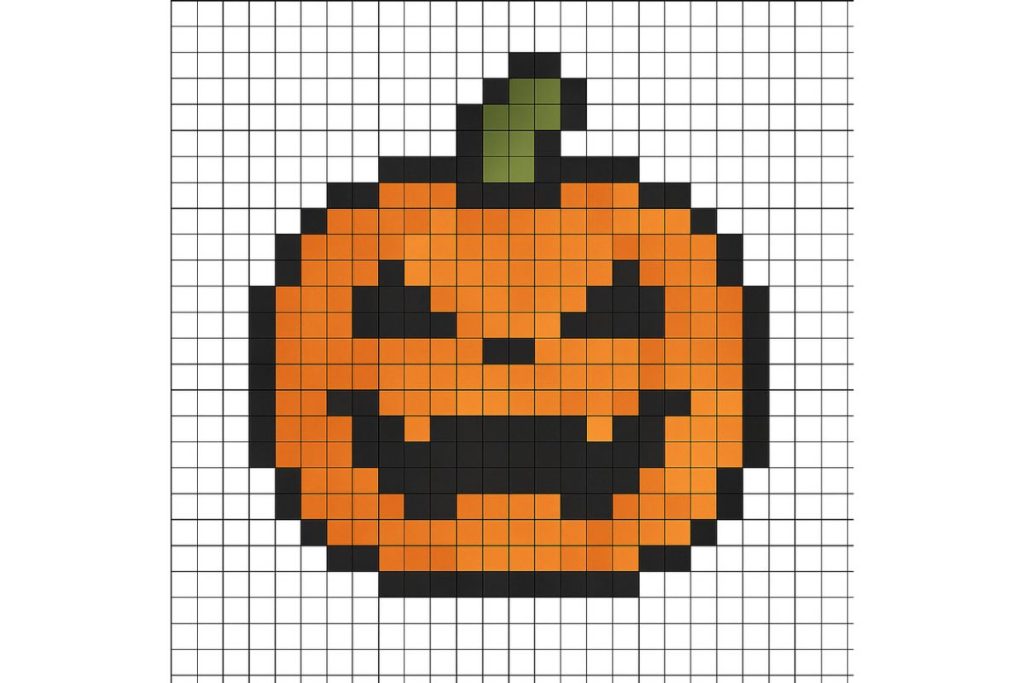 Pixel Art Halloween | Modèle Coloriage Facile | Dessin à Imprimer