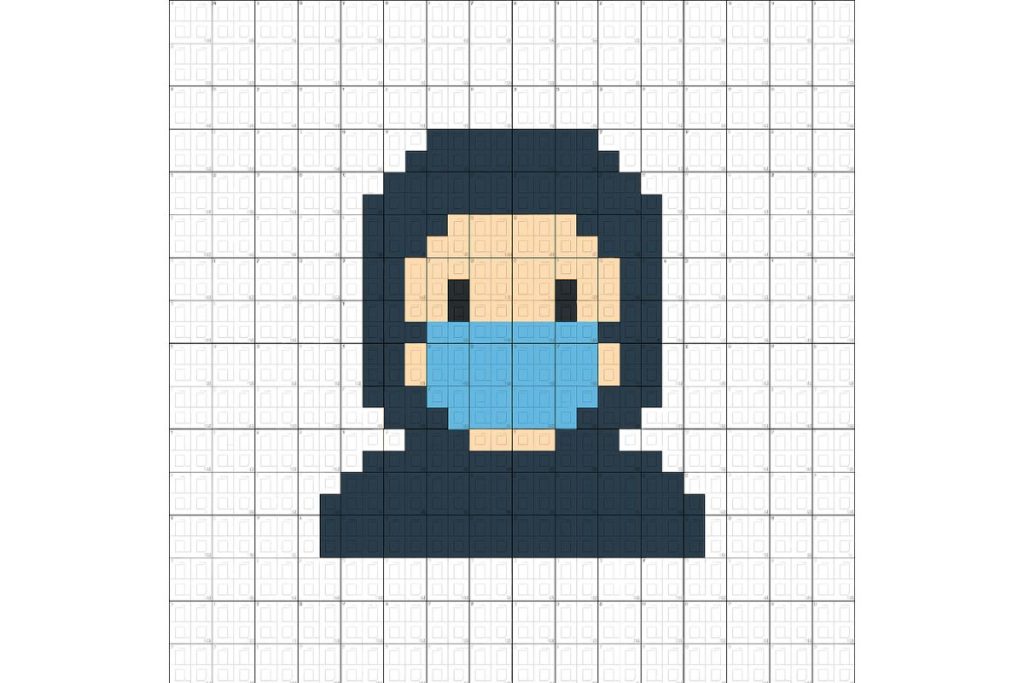 pixel art facile personne masquée