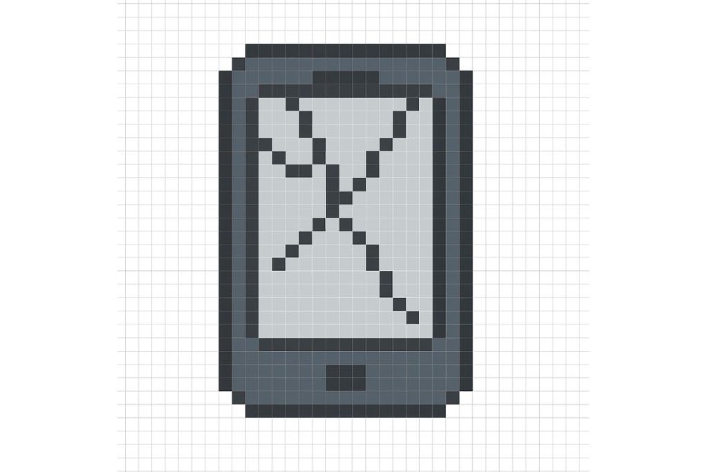 pixel art facile smartphone cassé
