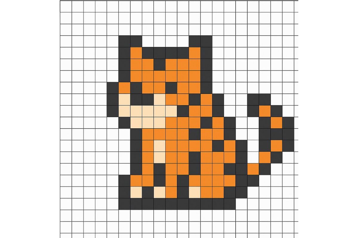 pixel art facile tigre
