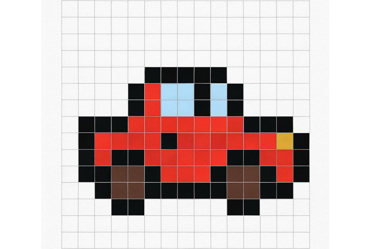 Pixel Art Voiture | Modèle Coloriage Facile | Dessin à Imprimer