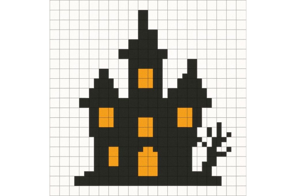 pixel art maison hantée halloween qui fait peur