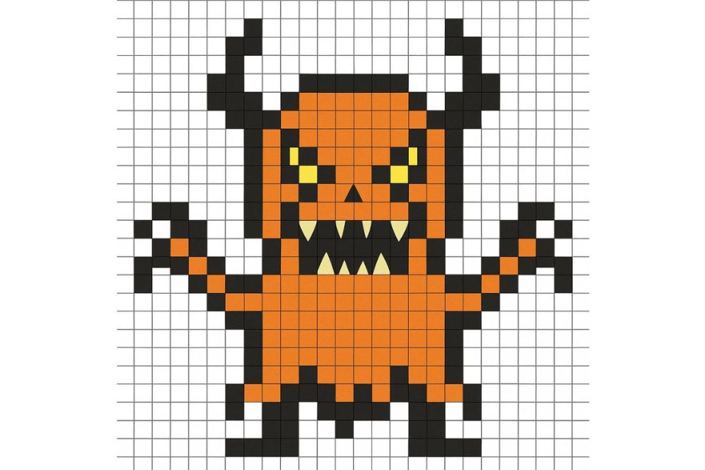 pixel art monstre halloween qui fait peur