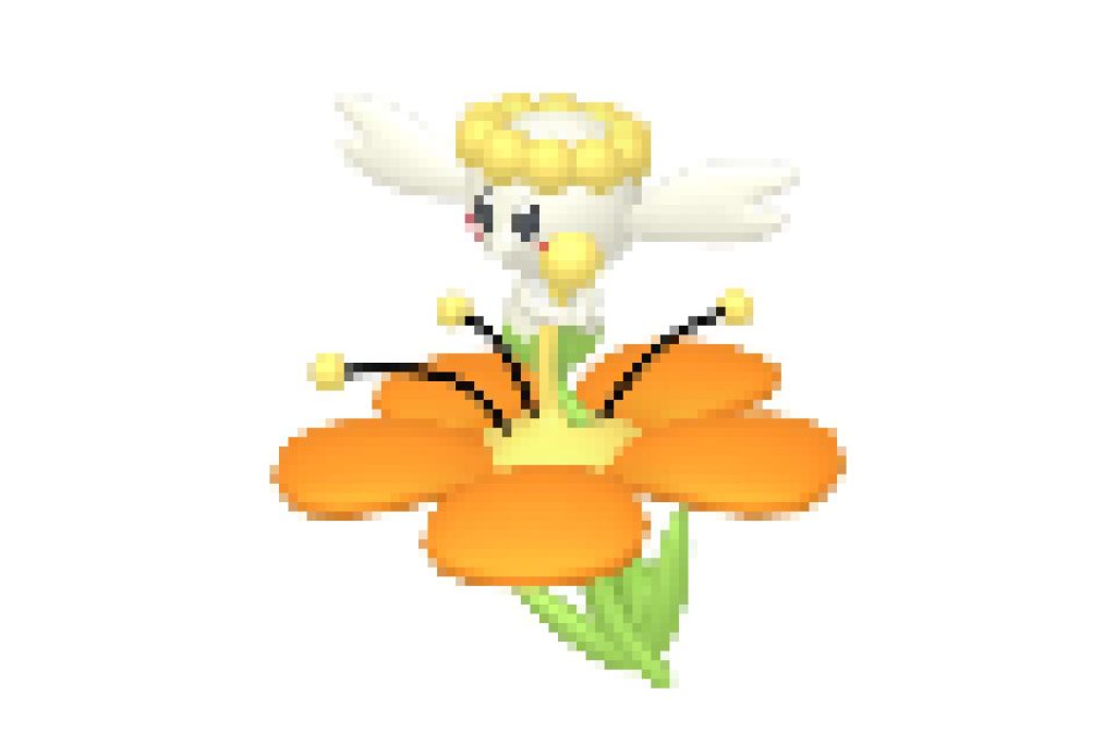 pixel art pokemon flabébé fleur orange