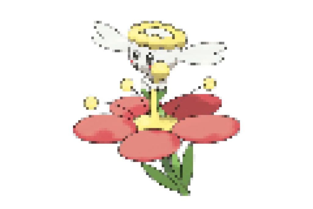pixel art pokemon flabébé fleur rouge