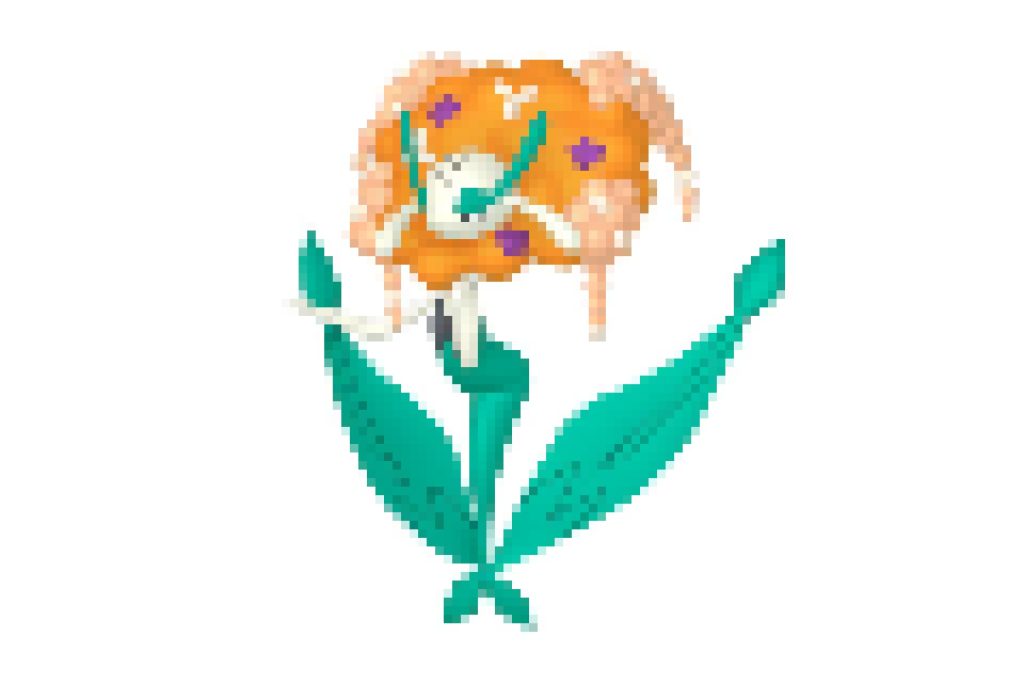 pixel art pokemon florges fleur orange